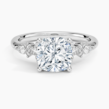 Rosette Diamond Ring - Cushion Cut Center Stone