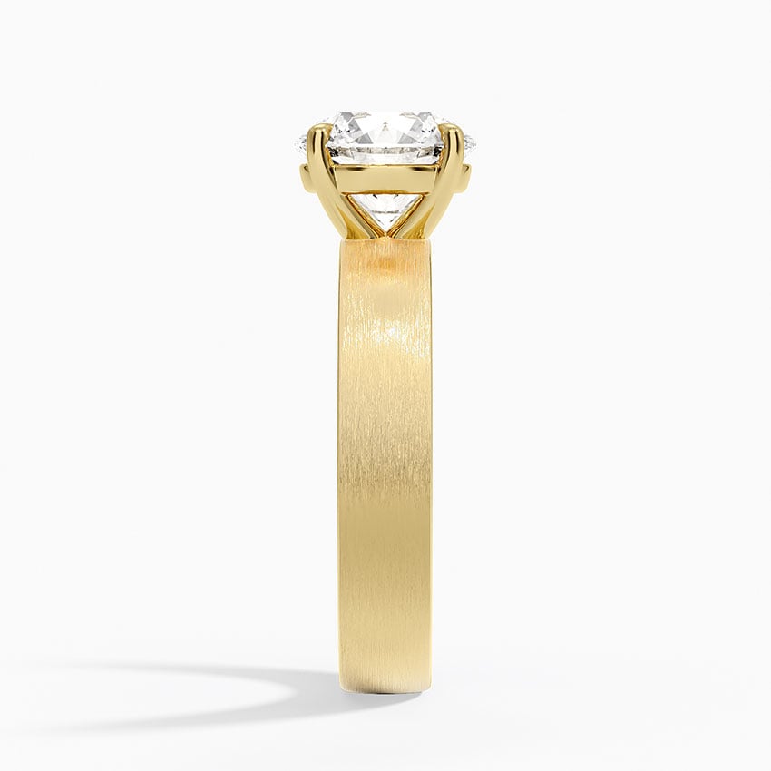 Peyton 4mm Satin Finish Solitaire Ring - Round Cut Center Stone