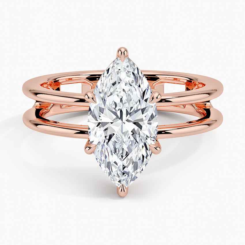Aimee Open Double Band Solitaire Ring - Marquise Center Stone