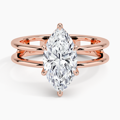 Aimee Open Double Band Solitaire Ring - Marquise Center Stone