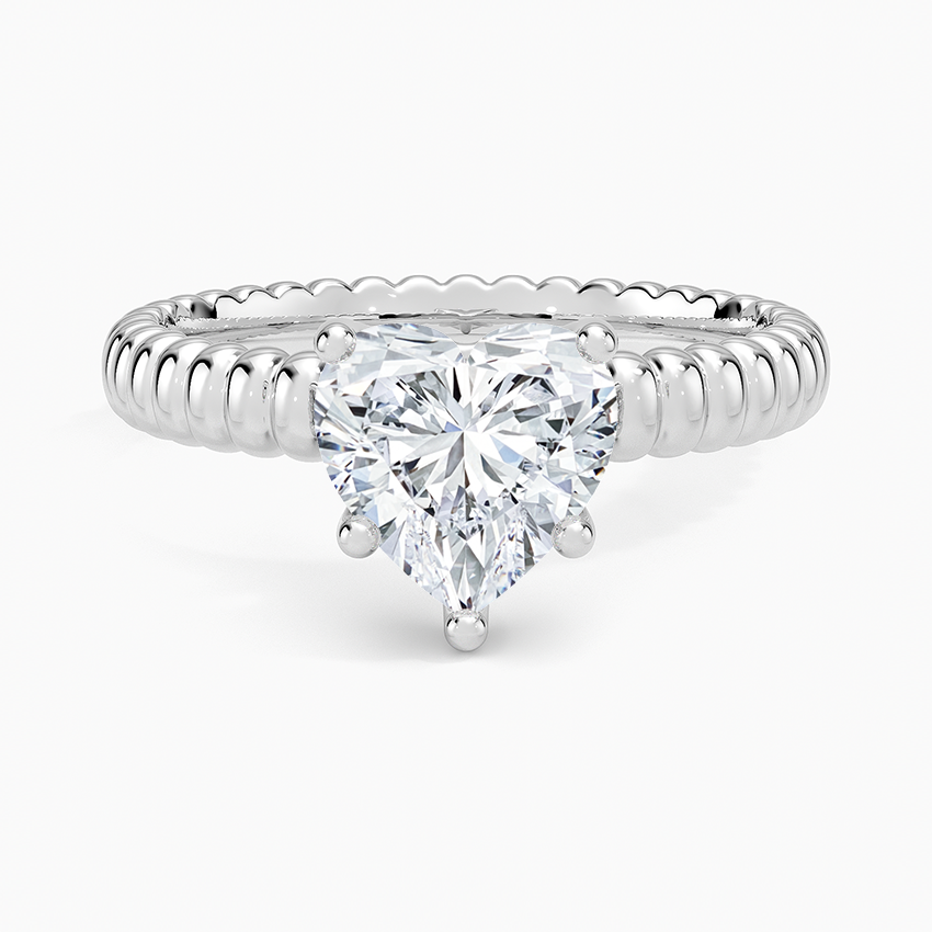 Petra Textured Solitaire Ring - Heart Center Stone