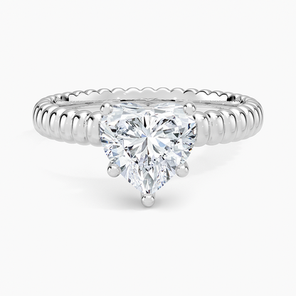 Petra Textured Solitaire Ring - Heart Center Stone