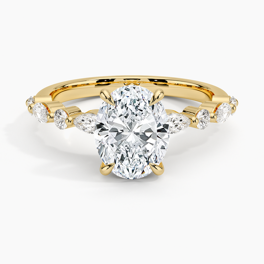 Versailles Half Coverage Diamond Ring (1/3 ct. tw.) - Oval Center Stone