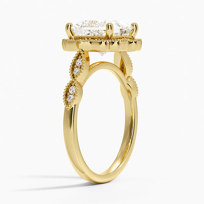 Cadenza Halo Diamond Ring - Princess Cut Center Stone