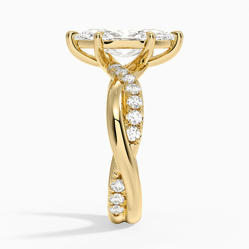 Cascade Twisted Diamond Ring - Marquise Cut Center Stone