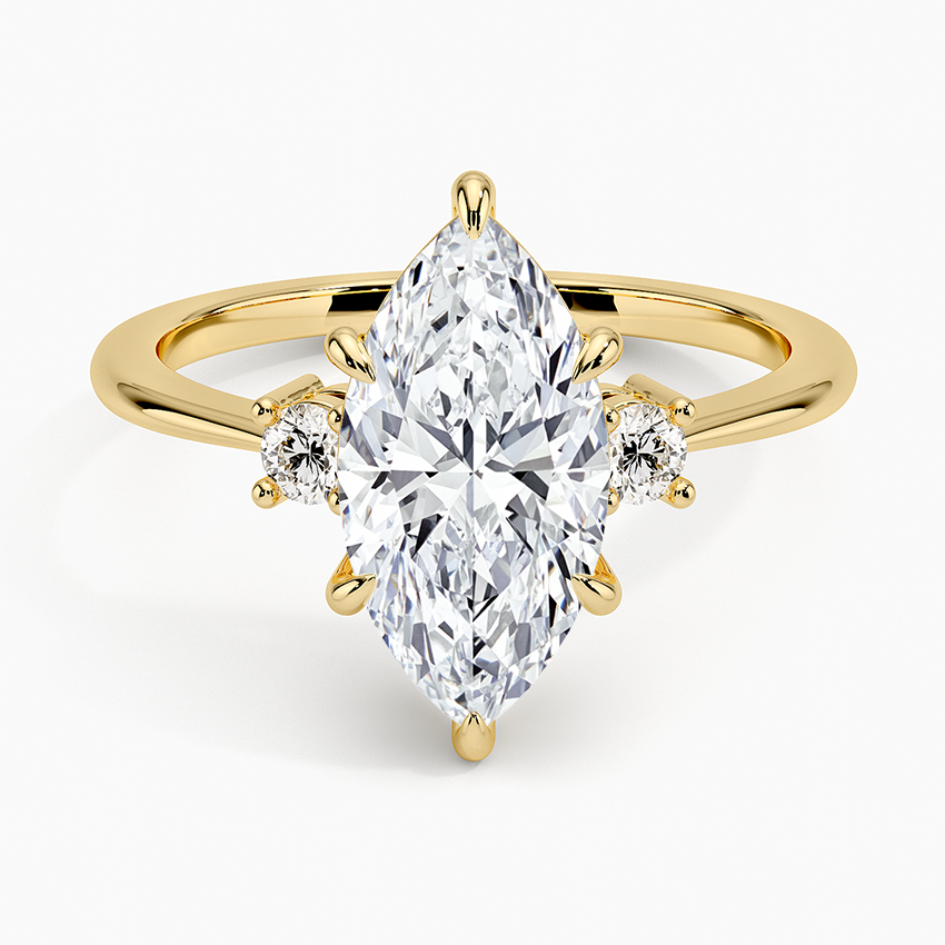 Petite Selene Three Stone Diamond Ring (1/10 ct. tw.) - Marquise Center Stone