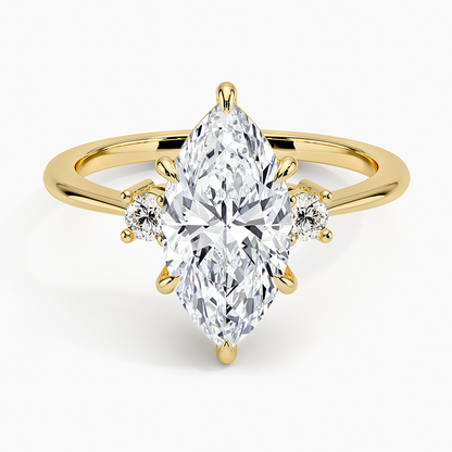 Petite Selene Three Stone Diamond Ring (1/10 ct. tw.) - Marquise Center Stone