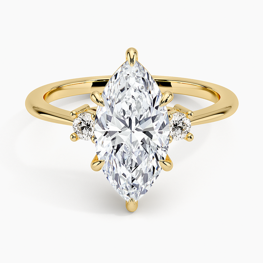 Petite Selene Three Stone Diamond Ring (1/10 ct. tw.) - Marquise Center Stone