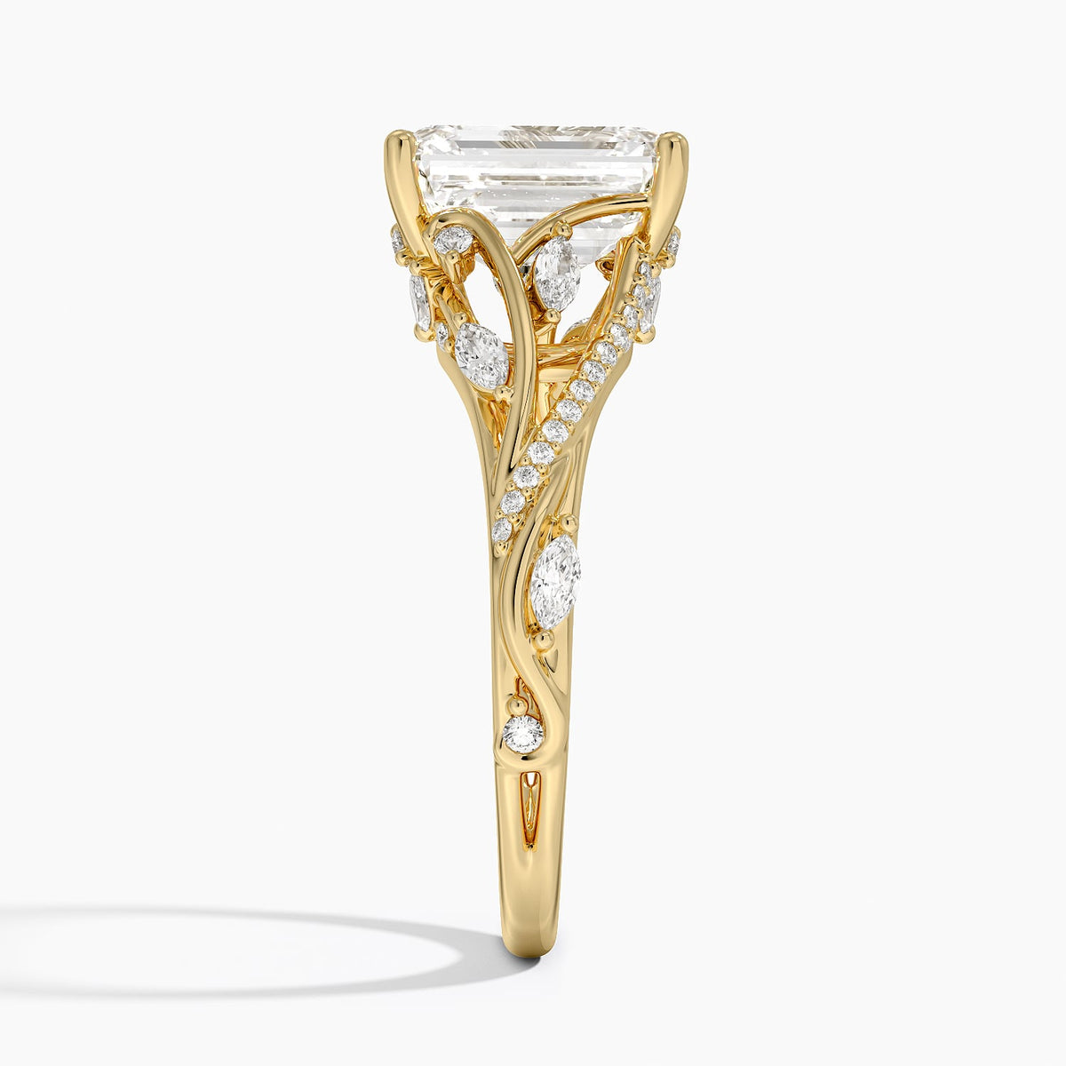 Begonia Vine Diamond Ring (1/2 ct. tw.) - Emerald Cut Center Stone