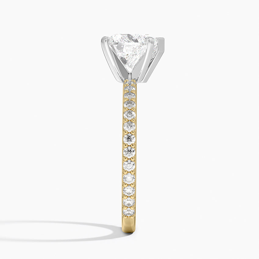 Petite Shared Prong Three-Quarter Coverage Diamond Ring (1/3 ct. tw.) - Heart Center Stone