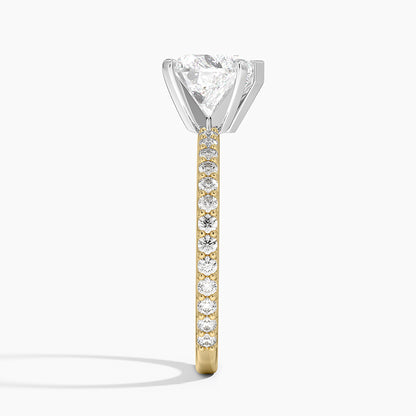 Petite Shared Prong Three-Quarter Coverage Diamond Ring (1/3 ct. tw.) - Heart Center Stone