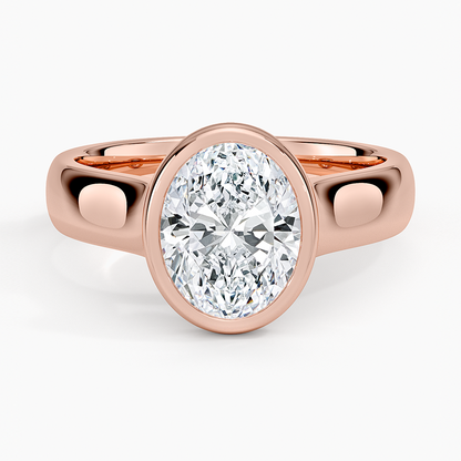 Luna 4mm Bezel Ring - Oval Center Stone