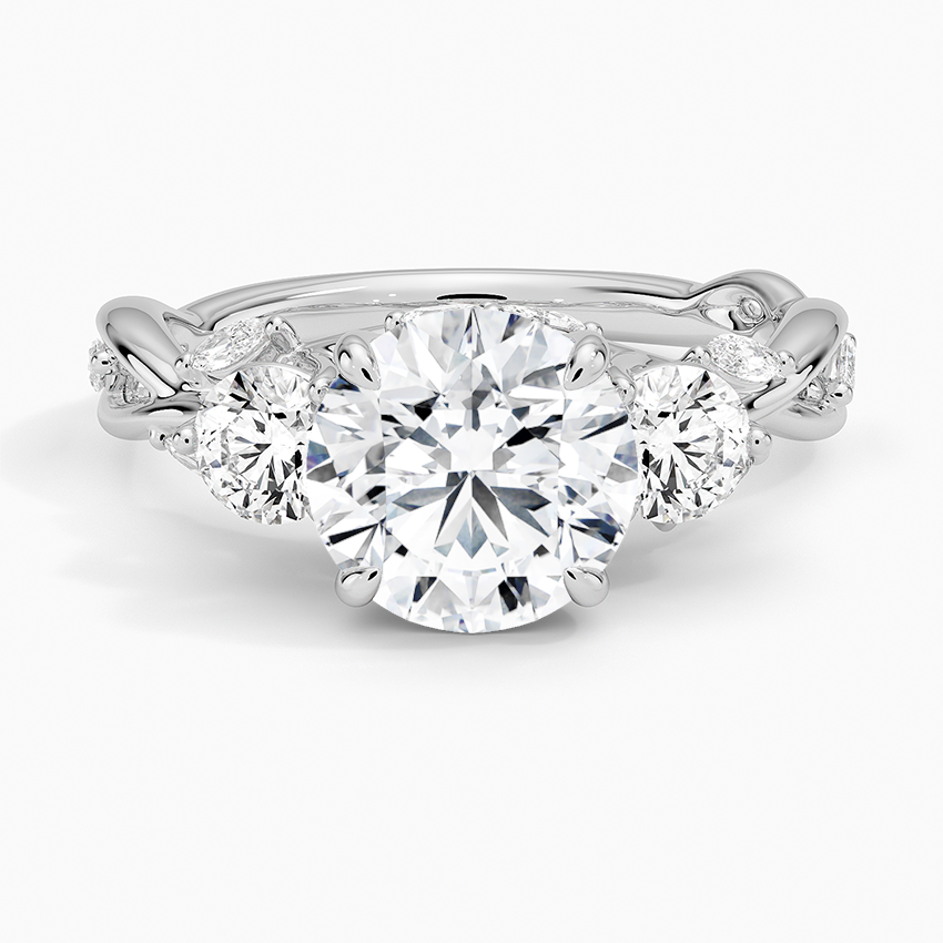 Secret Garden Three Stone Diamond Ring (3/4 ct. tw.) - Round Center Stone