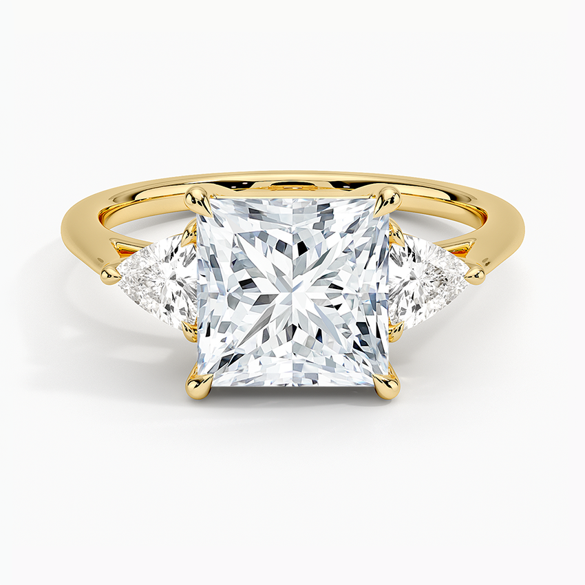 Luxe Trillion Cut Three Stone Diamond Ring - Princess Cut Center Stone