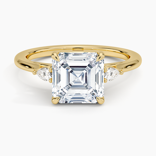 Aria Perfect Fit Three Stone Diamond Ring - Asscher Cut Center Stone