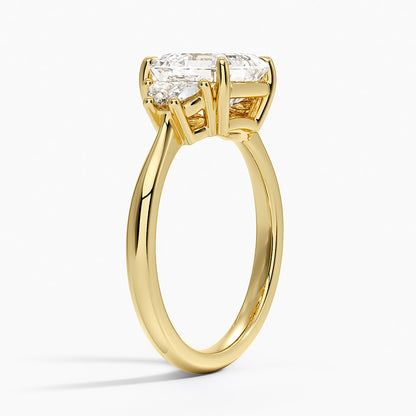 Half Moon Three Stone Diamond Ring (1/4 ct. tw.) - Asscher Cut Center Stone