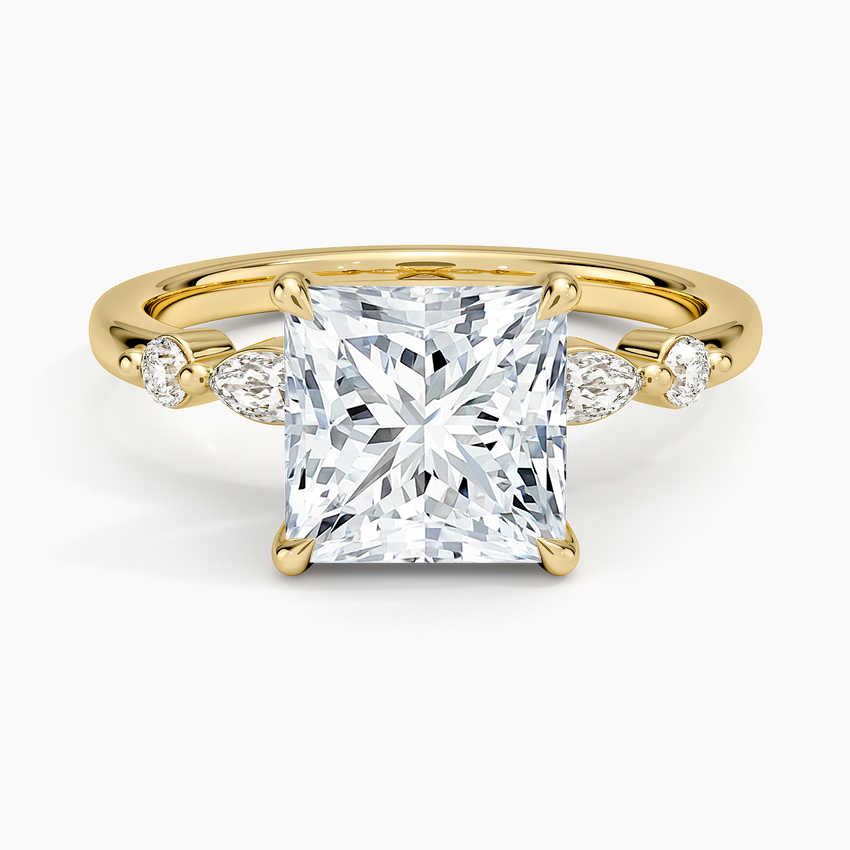 Versailles One-Quarter Coverage Diamond Ring - Princess Cut Center Stone