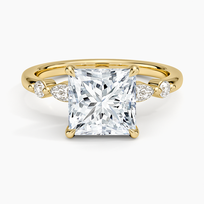 Versailles One-Quarter Coverage Diamond Ring - Princess Cut Center Stone