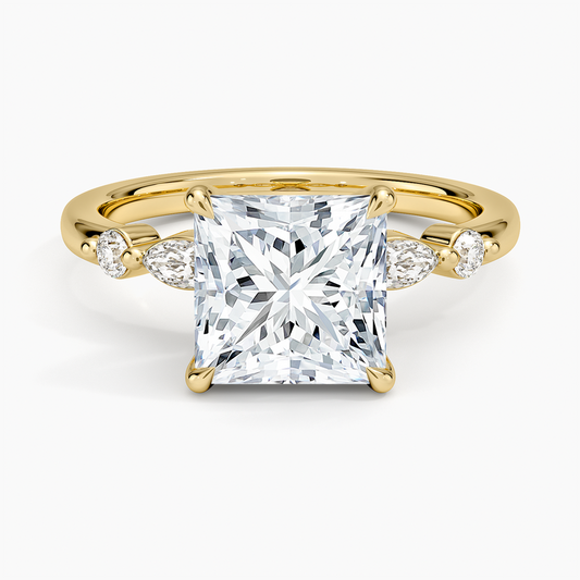 Versailles One-Quarter Coverage Diamond Ring - Princess Cut Center Stone
