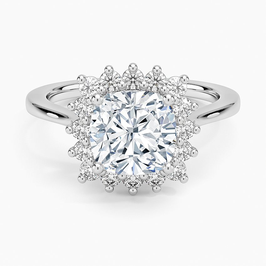 Sunburst Halo Diamond Ring (1/4 ct. tw.) - Cushion Cut Center Stone