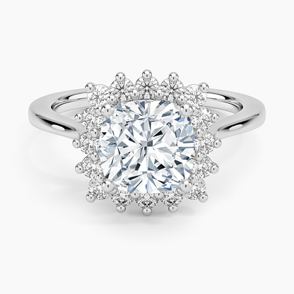 Sunburst Halo Diamond Ring (1/4 ct. tw.) - Cushion Cut Center Stone
