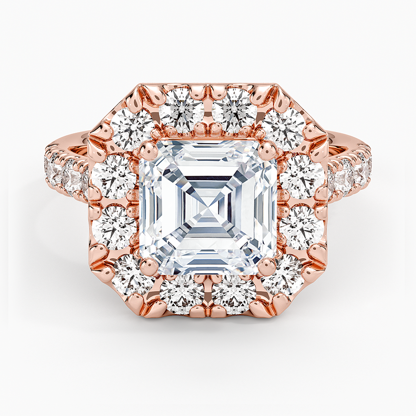 Adele Halo Diamond Ring - Asscher Cut Center Stone