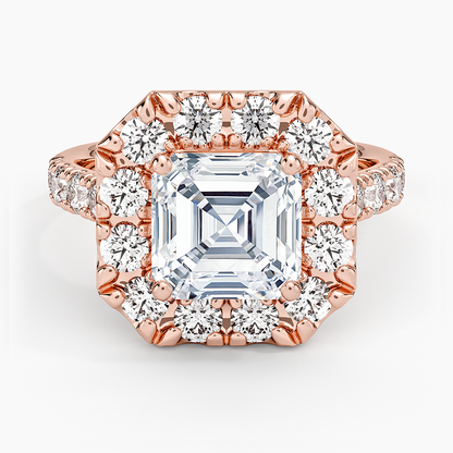 Adele Halo Diamond Ring - Asscher Cut Center Stone