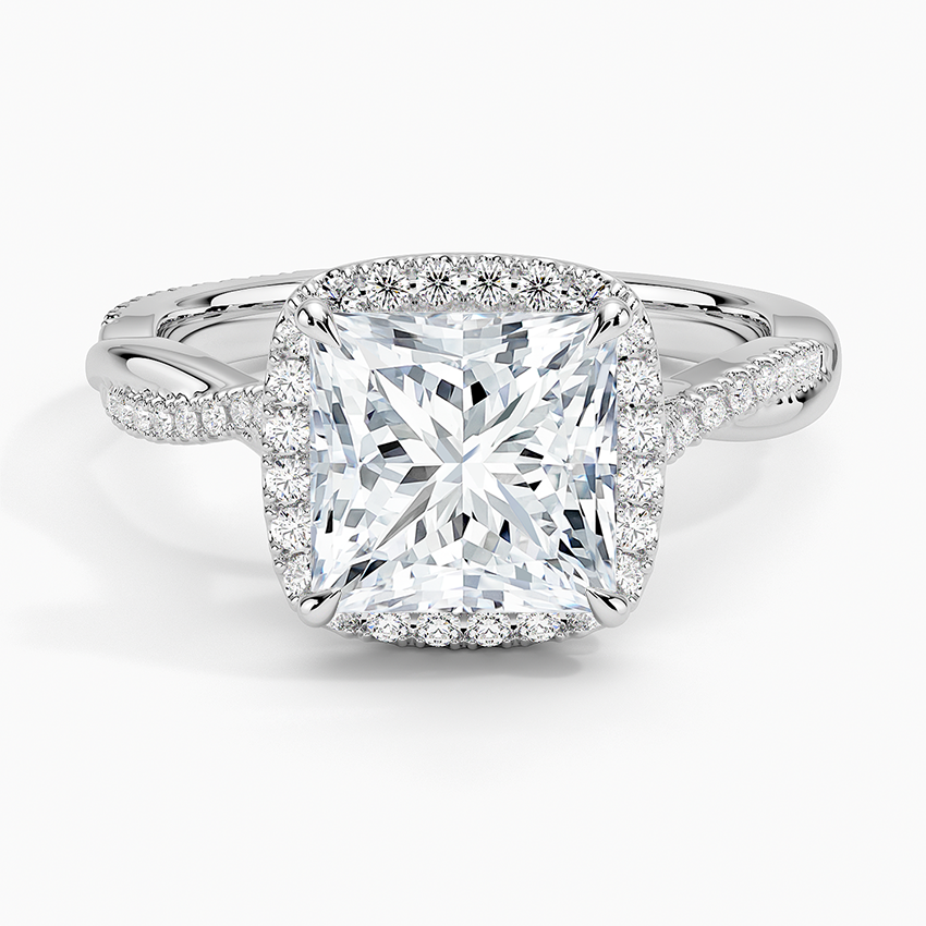 Petite Twisted Vine Halo Diamond Ring (1/4 ct. tw.) - Princess Cut Center Stone