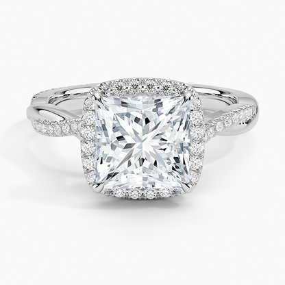 Petite Twisted Vine Halo Diamond Ring (1/4 ct. tw.) - Princess Cut Center Stone