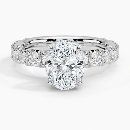 Ellora Three-Quarter Coverage Diamond Ring - Oval Center Stone