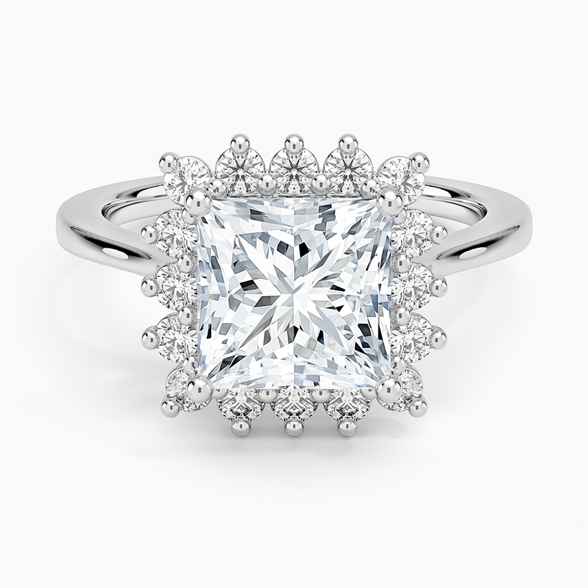 Sunburst Halo Diamond Ring (1/4 ct. tw.) - Princess Cut Center Stone