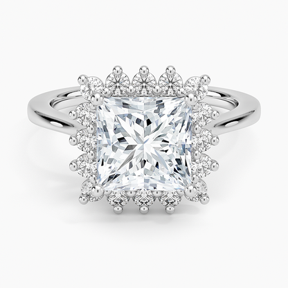 Sunburst Halo Diamond Ring (1/4 ct. tw.) - Princess Cut Center Stone