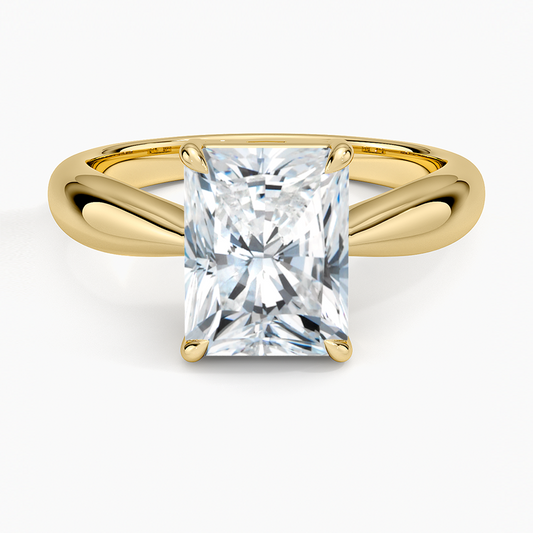 Thea Tapered Solitaire Diamond Ring - Radiant Cut Center Stone