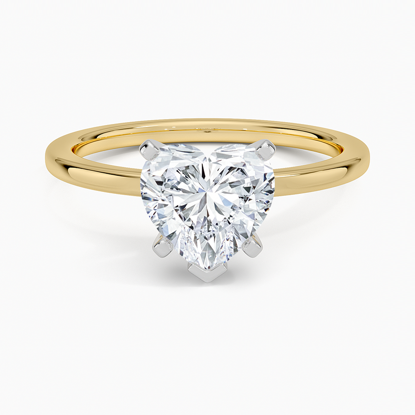 Six-Prong Petite Comfort Fit 1.5mm Solitaire Ring - Heart Center Stone