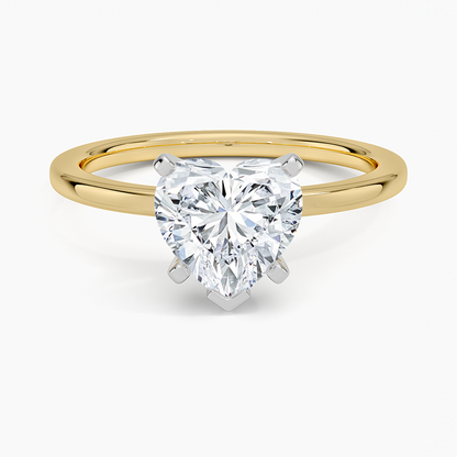 Six-Prong Petite Comfort Fit 1.5mm Solitaire Ring - Heart Center Stone