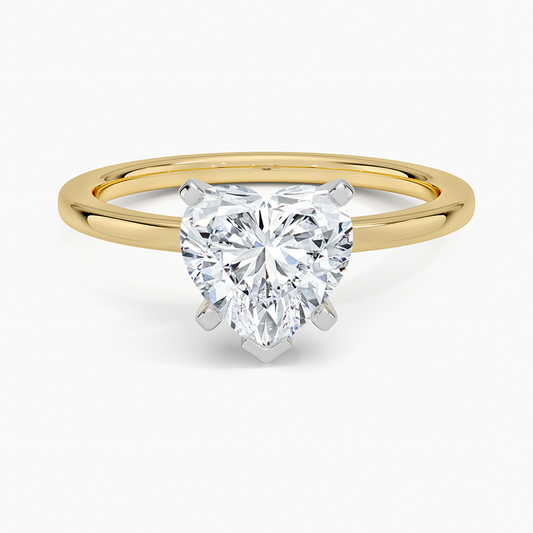 Six-Prong Petite Comfort Fit 1.5mm Solitaire Ring - Heart Center Stone