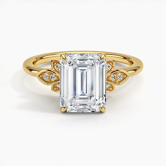 Fiore Diamond Ring - Emerald Cut Center Stone