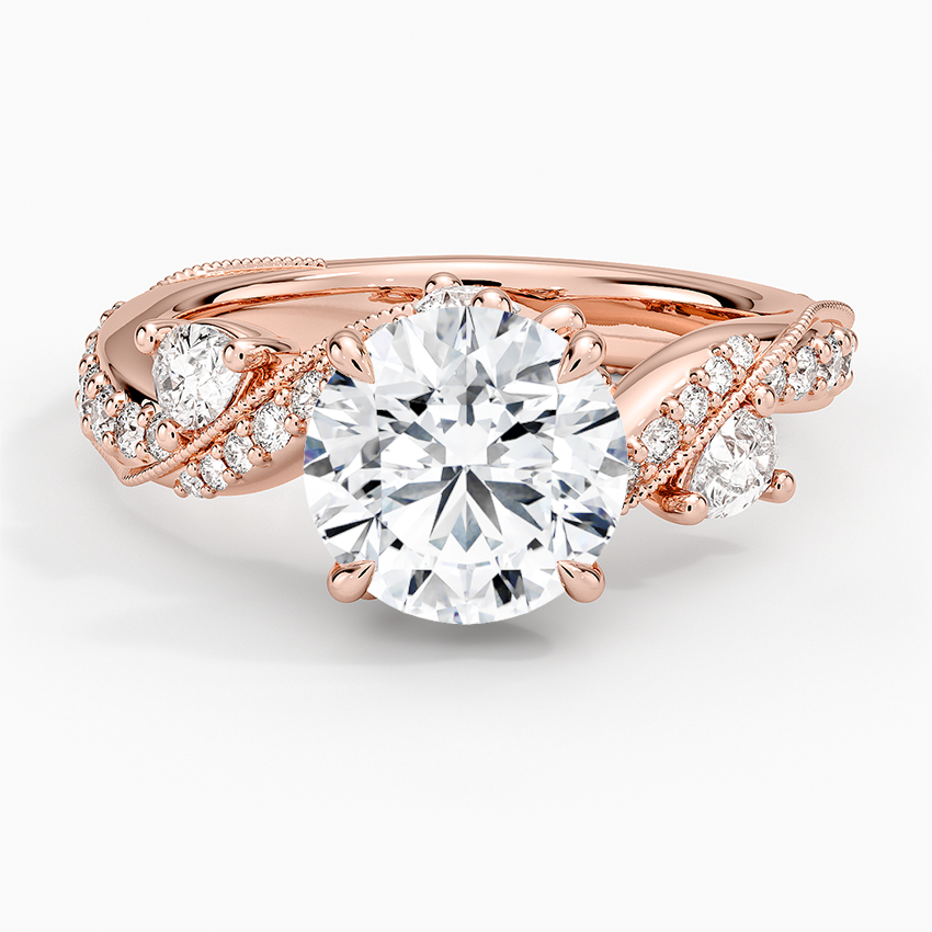 Grand Camellia Diamond Ring - Round Center Stone