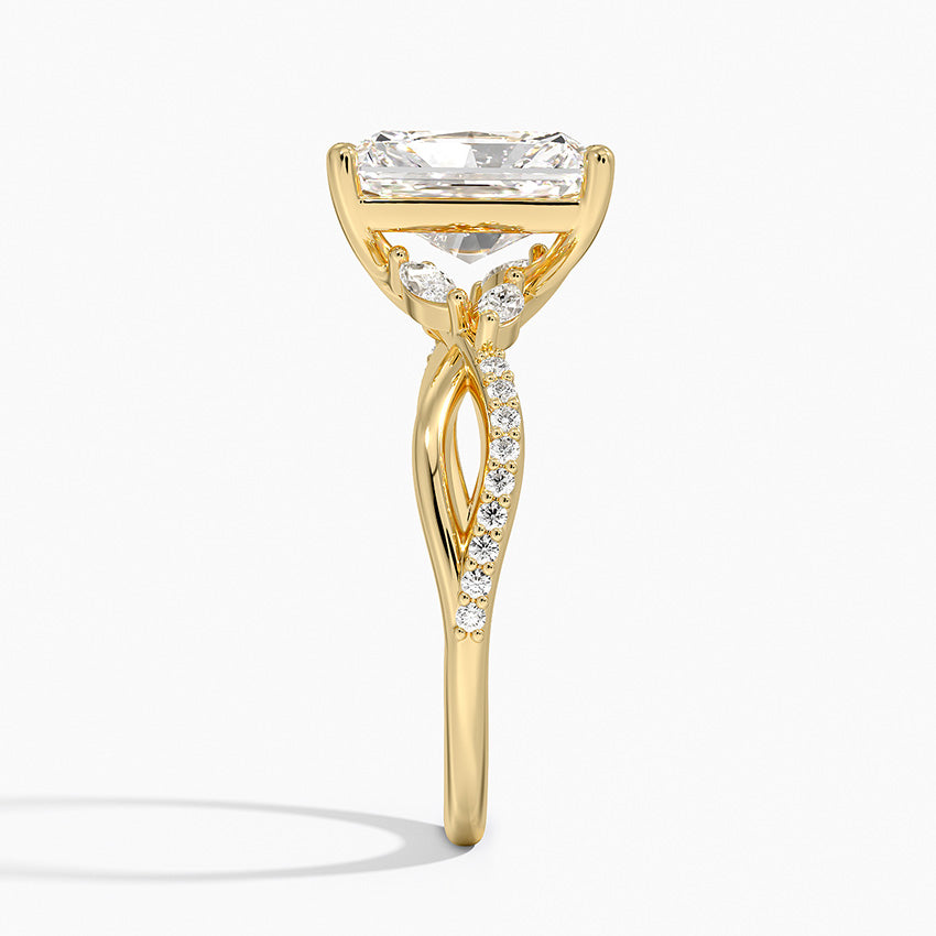 Petite Twisted Willow Diamond Ring - Radiant Cut Center Stone