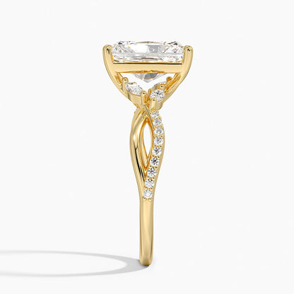 Petite Twisted Willow Diamond Ring - Radiant Cut Center Stone