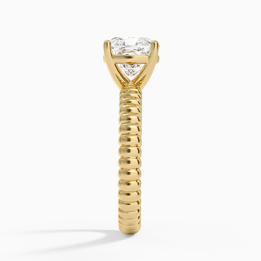 Petra Textured Solitaire Ring - Cushion Cut Center Stone