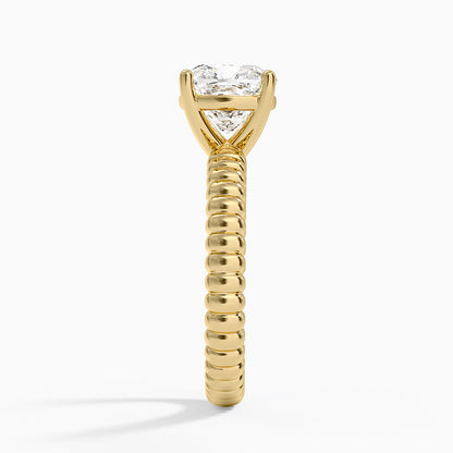 Petra Textured Solitaire Ring - Cushion Cut Center Stone