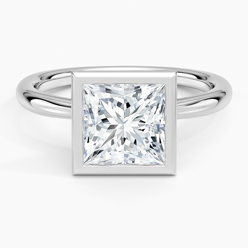 Freesia Bezel Solitaire Ring - Princess Cut Center Stone