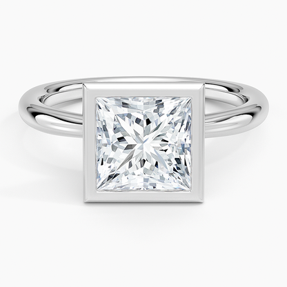 Freesia Bezel Solitaire Ring - Princess Cut Center Stone