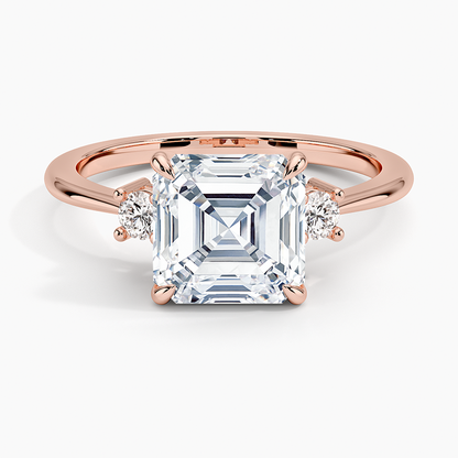 Petite Selene Three Stone Diamond Ring (1/10 ct. tw.) - Asscher Cut Center Stone
