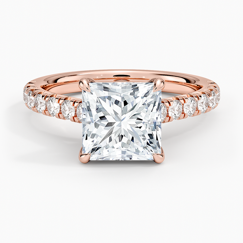 Sienna Half Coverage Diamond Ring - Princess Cut Center Stone