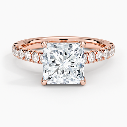 Sienna Half Coverage Diamond Ring - Princess Cut Center Stone