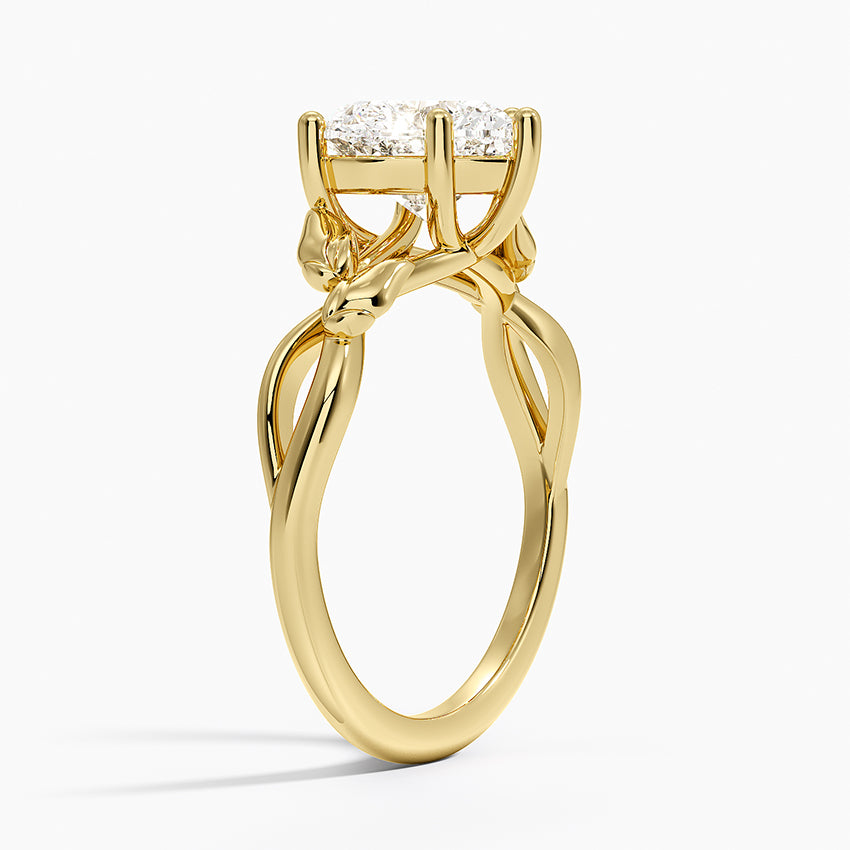 Budding Willow Solitaire Ring - Heart Center Stone