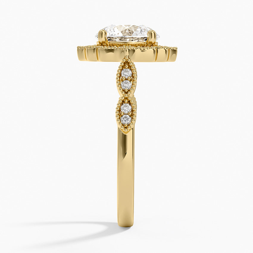 Cadenza Halo Diamond Ring - Round Center Stone