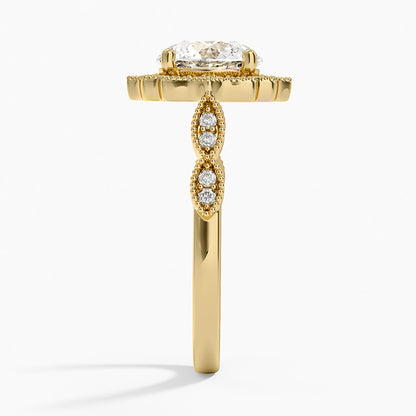 Cadenza Halo Diamond Ring - Round Center Stone
